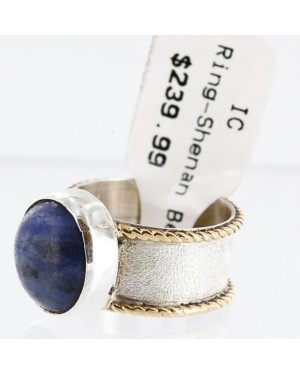 .925 Sterling Silver and 12kt Gold Filled Handmade Certified Authentic Navajo LAPIS Native American Ring  390778459490