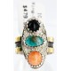 .925 Sterling Silver and 12kt Gold Filled HANDMADE Certified Authentic Navajo MULTICOLOR Native American Ring  371102641397
