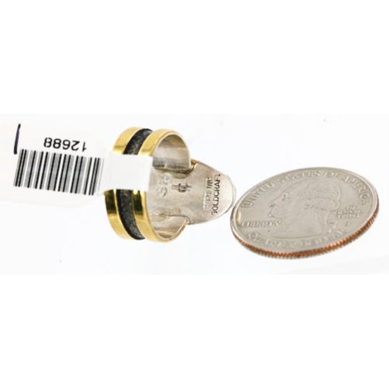 .925 Sterling Silver and 12kt Gold Filled HANDMADE Certified Authentic Navajo MULTICOLOR Native American Ring  371102641397