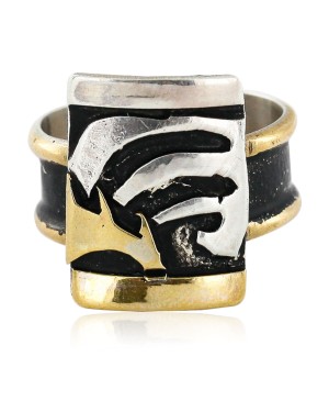 .925 Sterling Silver And 12kt Gold Filled HANDMADE Certified Authentic Navajo Native American Ring  12663-2