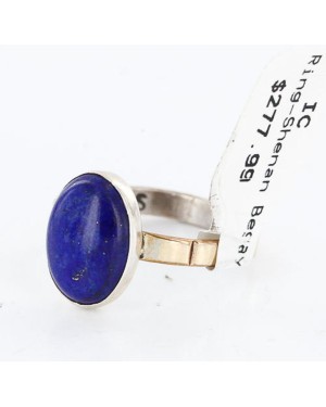 .925 Sterling Silver and 12kt Gold Filled Handmade Certified Authentic Navajo PURE LAPIS Native American Ring  390788797278