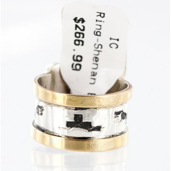 .925 Sterling Silver and 12kt Gold Filled Handmade Certified Authentic Navajo Spiny Oyster Native American Ring  371006924544