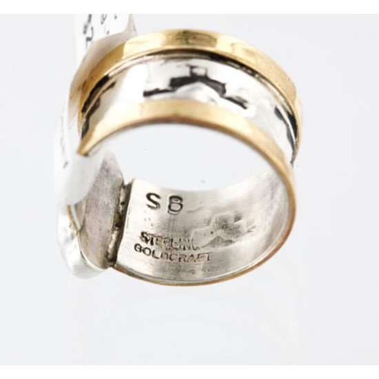 .925 Sterling Silver and 12kt Gold Filled Handmade Certified Authentic Navajo Spiny Oyster Native American Ring  371006924544
