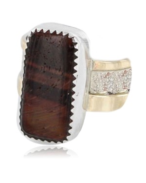 .925 Sterling Silver and 12kt Gold Filled Handmade Certified Authentic Navajo Tigers Eye Native American Ring  390809317398