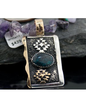 .925 Sterling Silver and 12kt Gold Filled Handmade Certified Authentic Navajo Turquoise and Amethyst Native American Necklace 370875819639