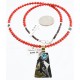 .925 Sterling Silver and 12kt Gold Filled Handmade Certified Authentic Navajo Turquoise and Coral Native American Necklace 390890001662