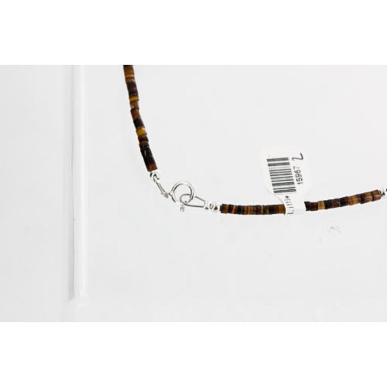 .925 Sterling Silver and 12kt Gold Filled HANDMADE Certified Authentic Navajo Turquoise Malachite and Tigers Eye Native American Necklace 371105063117