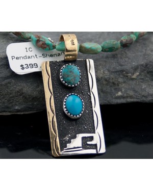 .925 Sterling Silver and 12kt Gold Filled Handmade Certified Authentic Navajo Turquoise Native American Necklace 2 390674505715