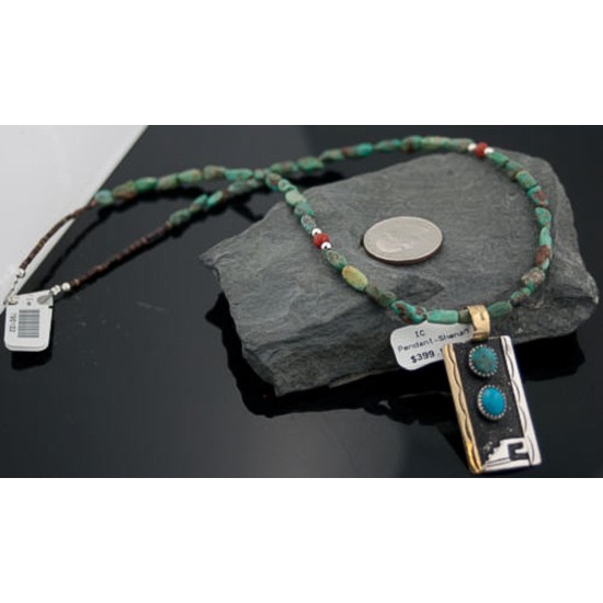 .925 Sterling Silver and 12kt Gold Filled Handmade Certified Authentic Navajo Turquoise Native American Necklace 2 390674505715