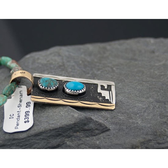 .925 Sterling Silver and 12kt Gold Filled Handmade Certified Authentic Navajo Turquoise Native American Necklace 2 390674505715