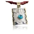 .925 Sterling Silver and 12kt Gold Filled Handmade Navajo Turquoise Necklace 74010048-7501003