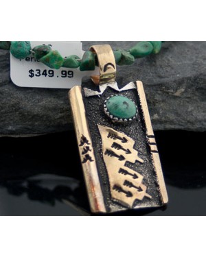 .925 Sterling Silver and 12kt Gold Filled Handmade Certified Authentic Navajo Turquoise Native American Necklace 370884399186