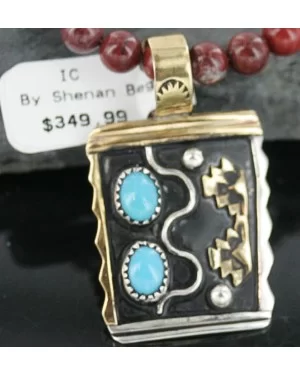 .925 Sterling Silver and 12kt Gold Filled Handmade Navajo Turquoise Native American Necklace 370907864880