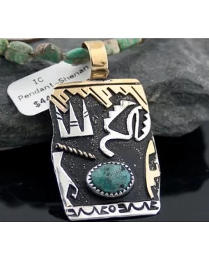 .925 Sterling Silver and 12kt Gold Filled Handmade Navajo Turquoise Native American Necklace 370914010432
