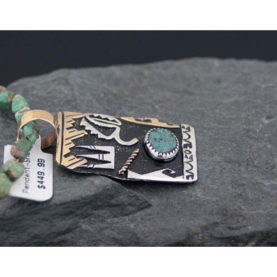 .925 Sterling Silver and 12kt Gold Filled Handmade Certified Authentic Navajo Turquoise Native American Necklace 370914010432