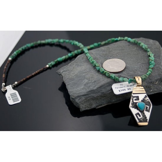 .925 Sterling Silver and 12kt Gold Filled Handmade Certified Authentic Navajo Turquoise Native American Necklace 370915666415