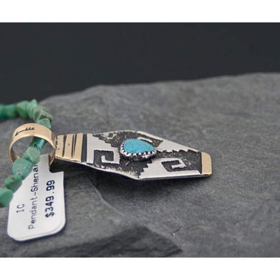 .925 Sterling Silver and 12kt Gold Filled Handmade Certified Authentic Navajo Turquoise Native American Necklace 370915666415