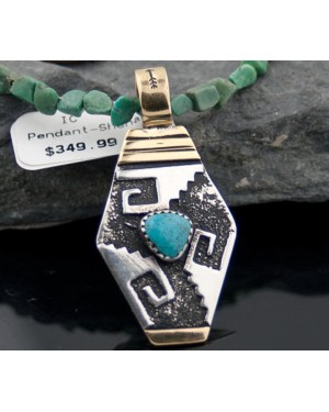 .925 Sterling Silver and 12kt Gold Filled Handmade Certified Authentic Navajo Turquoise Native American Necklace 370915666415