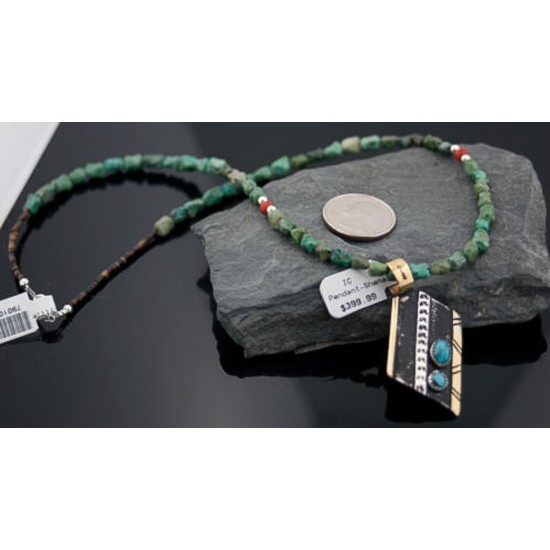 .925 Sterling Silver and 12kt Gold Filled Handmade Certified Authentic Navajo Turquoise Native American Necklace 370915768936