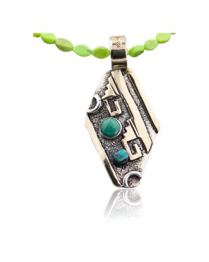 .925 Sterling Silver and 12kt Gold Filled Handmade Certified Authentic Navajo Turquoise Native American Necklace 370919170601