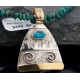 .925 Sterling Silver and 12kt Gold Filled Handmade Certified Authentic Navajo Turquoise Native American Necklace 370922071337