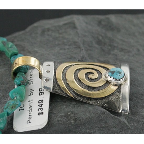 .925 Sterling Silver and 12kt Gold Filled Handmade Certified Authentic Navajo Turquoise Native American Necklace 370923324698