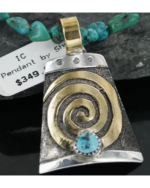 .925 Sterling Silver and 12kt Gold Filled Handmade Navajo Turquoise Native American Necklace 370923324698
