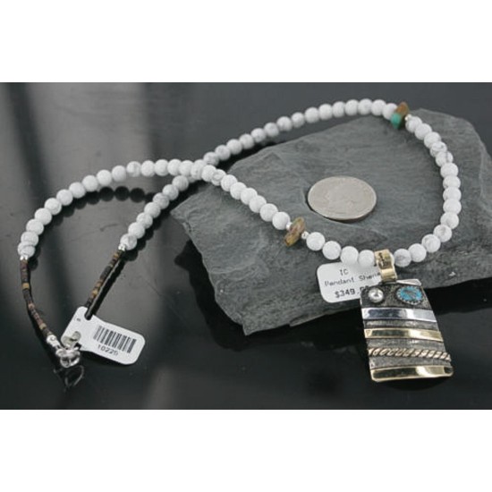 .925 Sterling Silver and 12kt Gold Filled Handmade Certified Authentic Navajo Turquoise Native American Necklace 370962205494