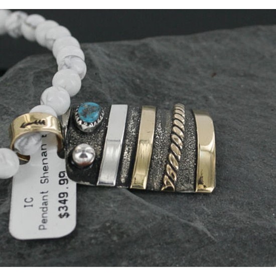 .925 Sterling Silver and 12kt Gold Filled Handmade Certified Authentic Navajo Turquoise Native American Necklace 370962205494