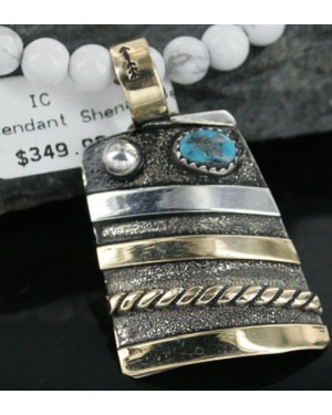 .925 Sterling Silver and 12kt Gold Filled Handmade Certified Authentic Navajo Turquoise Native American Necklace 370962205494