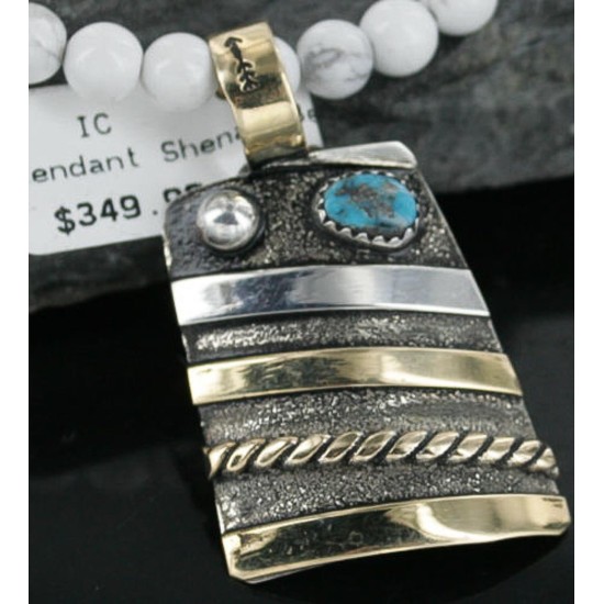 .925 Sterling Silver and 12kt Gold Filled Handmade Certified Authentic Navajo Turquoise Native American Necklace 370962205494