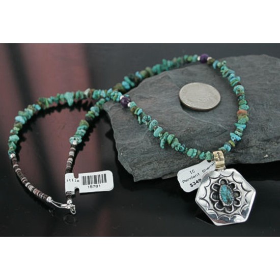 .925 Sterling Silver and 12kt Gold Filled Handmade Certified Authentic Navajo Turquoise Native American Necklace 370962638096