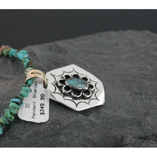 .925 Sterling Silver and 12kt Gold Filled Handmade Certified Authentic Navajo Turquoise Native American Necklace 370962638096