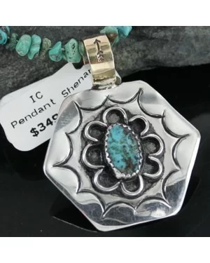 .925 Sterling Silver and 12kt Gold Filled Handmade Navajo Turquoise Native American Necklace 370962638096