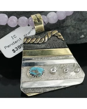 .925 Sterling Silver and 12kt Gold Filled Handmade Navajo Turquoise Native American Necklace 370964851880