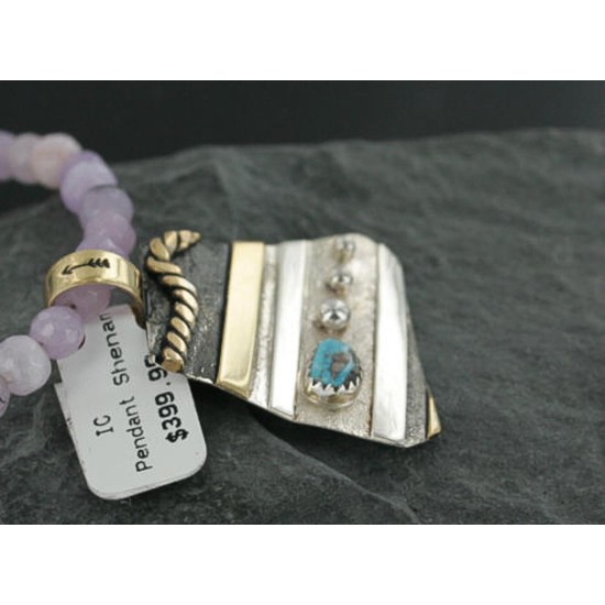 .925 Sterling Silver and 12kt Gold Filled Handmade Certified Authentic Navajo Turquoise Native American Necklace 370964851880