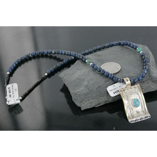 .925 Sterling Silver and 12kt Gold Filled Handmade Certified Authentic Navajo Turquoise Native American Necklace 370965564501