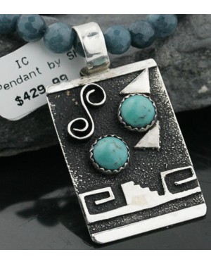 .925 Sterling Silver and 12kt Gold Filled Handmade Certified Authentic Navajo Turquoise Native American Necklace 370970807254