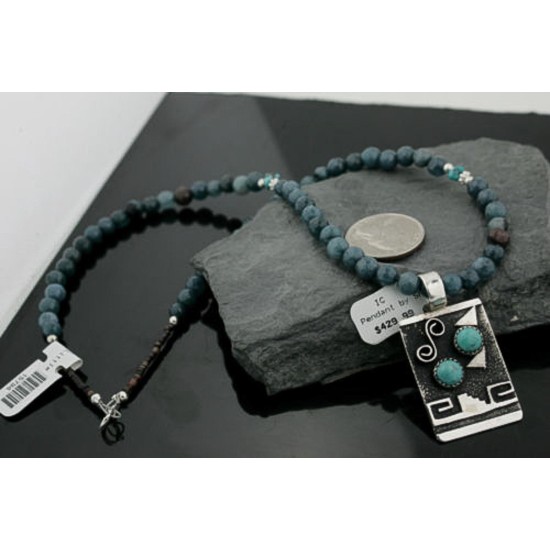 .925 Sterling Silver and 12kt Gold Filled Handmade Certified Authentic Navajo Turquoise Native American Necklace 370970807254