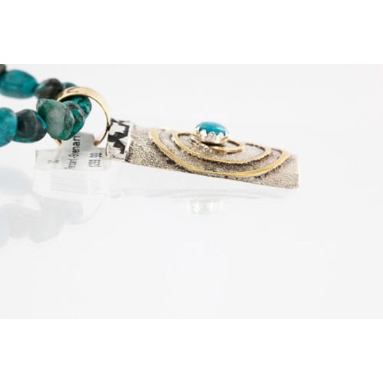 .925 Sterling Silver and 12kt Gold Filled Handmade Certified Authentic Navajo Turquoise Native American Necklace 371005442463