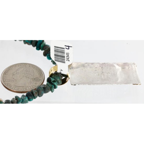 .925 Sterling Silver and 12kt Gold Filled HANDMADE Certified Authentic Navajo Turquoise Native American Necklace 371103153621