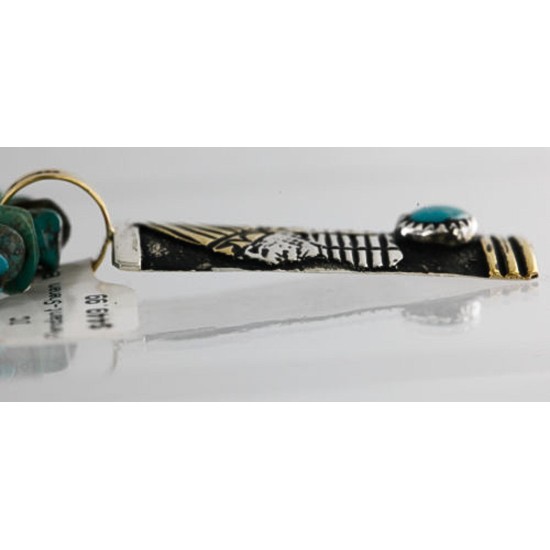 .925 Sterling Silver and 12kt Gold Filled HANDMADE Certified Authentic Navajo Turquoise Native American Necklace 371103153621