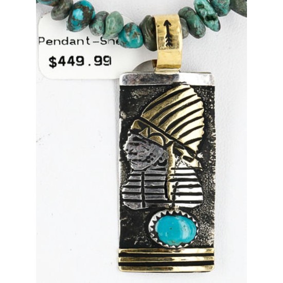 .925 Sterling Silver and 12kt Gold Filled HANDMADE Certified Authentic Navajo Turquoise Native American Necklace 371103153621