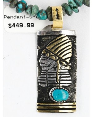 .925 Sterling Silver and 12kt Gold Filled HANDMADE Certified Authentic Navajo Turquoise Native American Necklace 371103153621