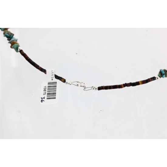 .925 Sterling Silver and 12kt Gold Filled HANDMADE Certified Authentic Navajo Turquoise Native American Necklace 371104842092