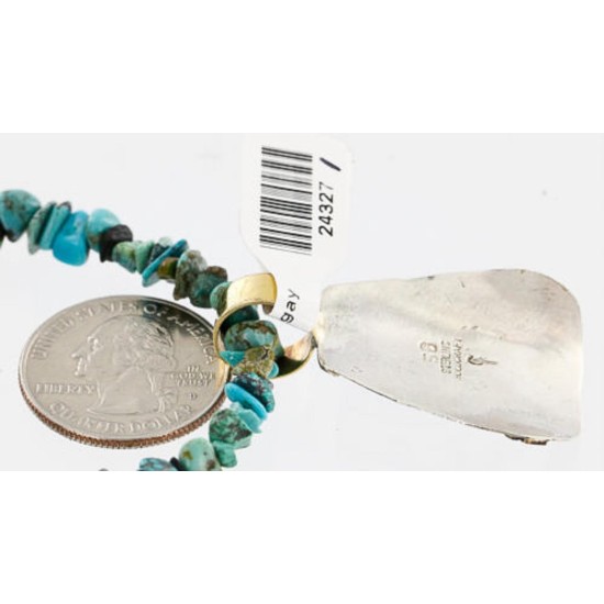 .925 Sterling Silver and 12kt Gold Filled HANDMADE Certified Authentic Navajo Turquoise Native American Necklace 371104842092