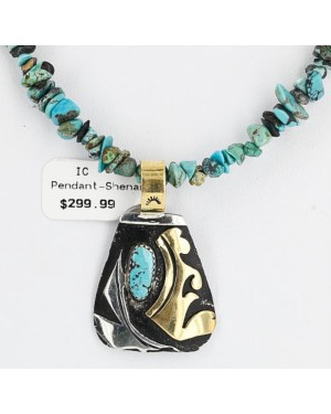 .925 Sterling Silver and 12kt Gold Filled HANDMADE Certified Authentic Navajo Turquoise Native American Necklace 371104842092