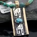 .925 Sterling Silver and 12kt Gold Filled Handmade Navajo Turquoise Native American Necklace 390645360251