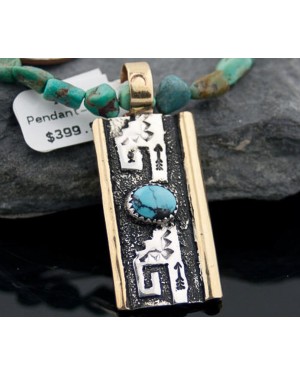 .925 Sterling Silver and 12kt Gold Filled Handmade Certified Authentic Navajo Turquoise Native American Necklace 390645360251