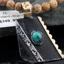 .925 Sterling Silver and 14kt Gold Filled Handmade Authentic Navajo Turquoise Necklace 390647377001